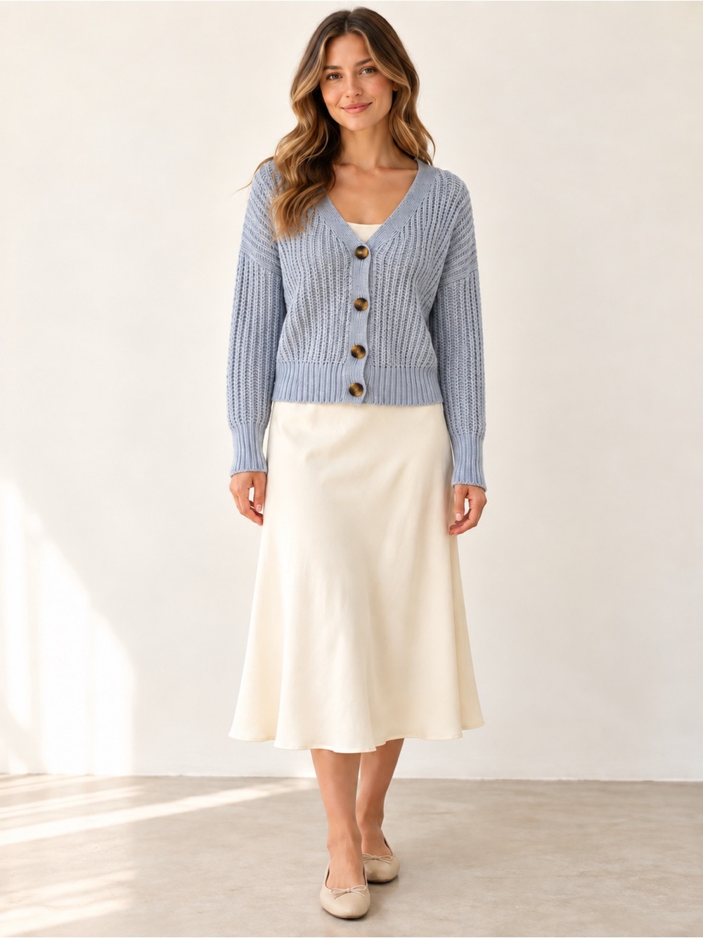 Sincerely Jules Light Blue V-Neck Button Cardigan
